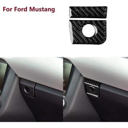 Carbon Fiber Glove Box Handle Cover Sticker Fit For Ford Mustang 2015 2016 2017 2018 2019 2020 Interior Trim Car Accessories