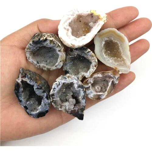 Natural Agate Geode Crystal Hole Mineral Specimen Contains Clean Crystal Clusters Beautiful Stones and Crystals Agate Slice