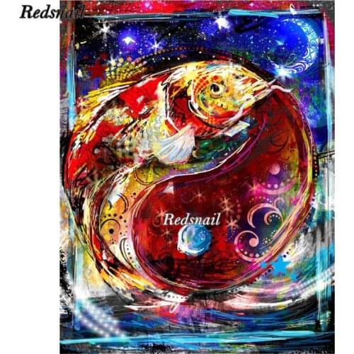 Mosaic Diamond Embroidery yin and yang,5D,diy Diamond Painting Koi fish,3d Cross Stitch,animal,picture Diamond,decor gift EE136