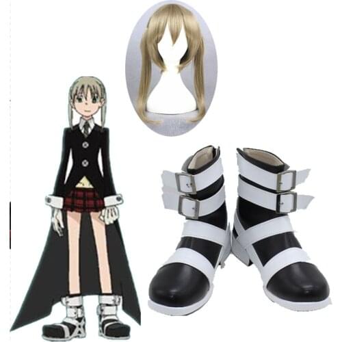 Anime Soul Eater Maka Albarn Cosplay Shoes High Heel Fancy Short Boots Halloween Carnival Party Wig