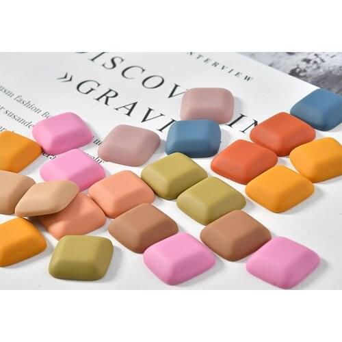 Wholesale 80pcs 15*15mm Rubber Solid Colors Flatback Resin Cabochon Ornament Accessories Girl Hair Jewelry Bow Clip Earring DIY