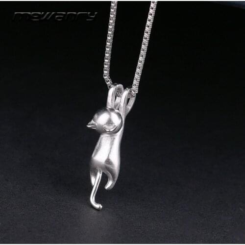 Mewanry 925 Sterling Silver Necklace for Women New Trend Accessories Elegant Creative Cute Cat Pendant Party Jewelry Wholesale