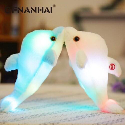 1pc 32cm colorful luminous dolphin plush toy stuffed soft glowing LED light animal dolls for baby children birthday gift