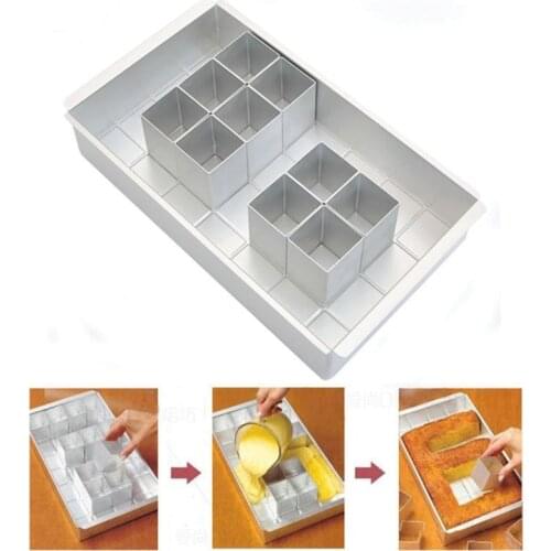 Aluminum Alloy Rectangular Cake Mould Baking Tray Letter Number Cake Mould Bakeware Pan Adjustable Mold Chocolate Bakery