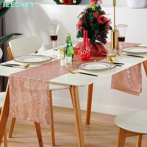 Luxury Sequin Table Runners Decoration TableRunners Sparkly Bling for Wedding Party Decor Shiny Silver Gold