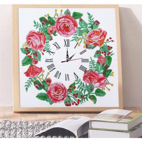 Rose 5D Special Shape Crystal Rhinestone Real Watch Diamond Painting Clock