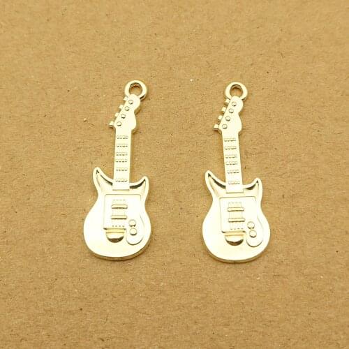 10pcs 11x30mm guitar charm for jewelry making cute earring pendant bracelet necklace charms diy design charms