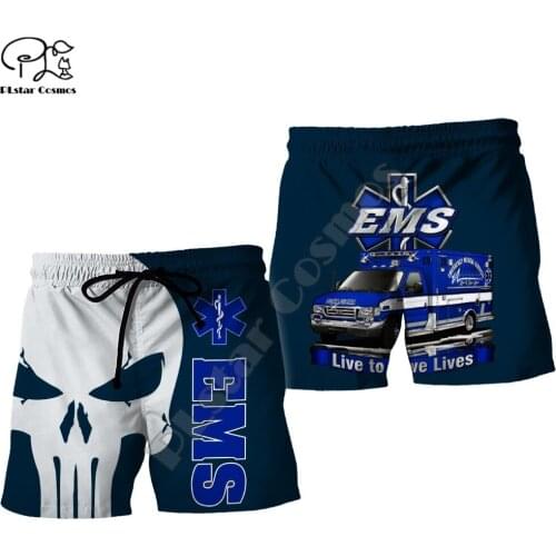 PLstar Cosmos Emergency Medical Service EMS 3D Printed 2021 Newest Fashion Summer Casual Mens Shorts Harajuku Loose Beach E23