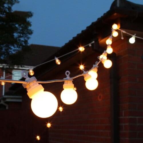 LED Outdoor Garland Fairy String Lights 20 Milky/Clear Bulbs Christmas Waterproof For Home Garden Party Wedding Holiday Decor