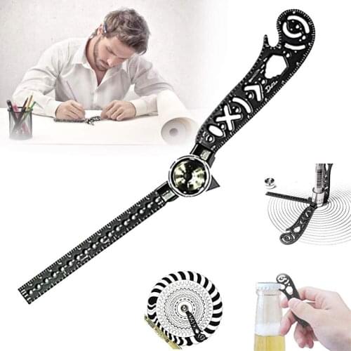 Outdoor EDC Multifunction Ruler Opener Mini Compass Protractor Combo-Circles Drawing The Most Versatile and Portable Tool