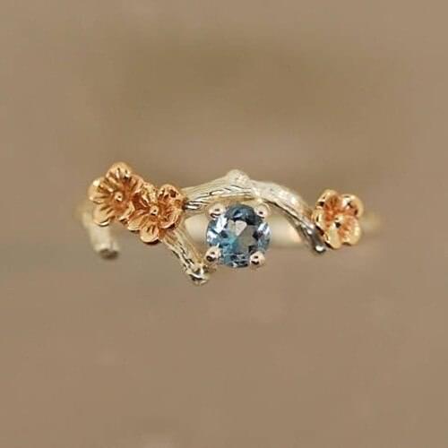 WYJZY Best selling plum two-tone ring inlaid zircon jewelry ladies retro party decoration ring classic ladies anniversary