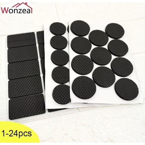 1-24PCS Non-slip Table Foot Pad Furniture Mat Table Leg Gasket Rubber Black Self Adhesive Chair Table Protector Accessories