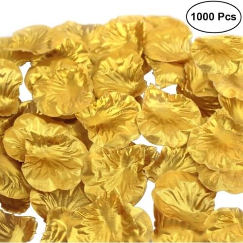 1000pcs Fabric Artificial Flower Rose Petals for Wedding Party Decoration (Gold)