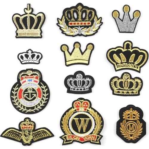 12pcs Crown medal series Iron on Embroidered Patches For Clothes Jeans Hat Bag Sticker Sew-on DIY Patch Applique Badges Decor