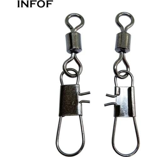 INFOF 200pcs Fishing Swivels Rolling Swivel with Interlock Snap Carp Fishing Tackle Line Hook Lure Connector pesca