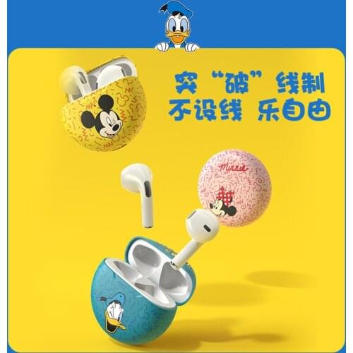 2021 Disney Original Headphone Bluetooth 5.0 Earphones Charging Box Mickey Minnie Donald Wireless Sports Headset With Microphone