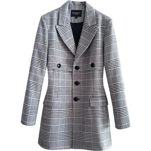 2021! spring and autumn new mid-length checked suit jacket large size single breasted jacket trend S-6XL