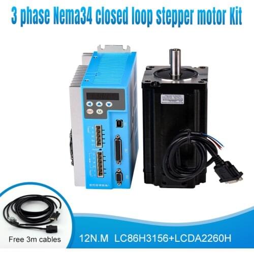 3 Phase Nema34 220V 150V~230VAC 12N.M 86mm 1000rpm Servo Step Closed Loop Motor Stepper Drive Kit for Automatic CNC Machines