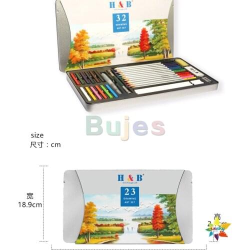 32Pc/set Drawing Sketch Pencil Charcoal Graphite Watercolor Metallic Color Pencil Oil Sketch Painting Coloring Professional Set