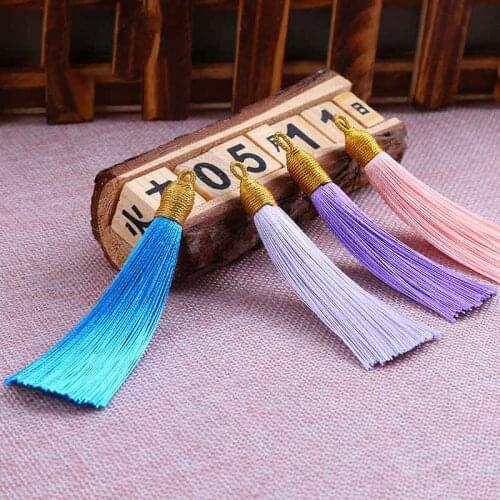 5pcs/lot Craft Gold Thread Cap Polyester Tassels 8.5cm Long Colorful Tassel Charm Pendants DIY Jewelry Making Earrings Garments
