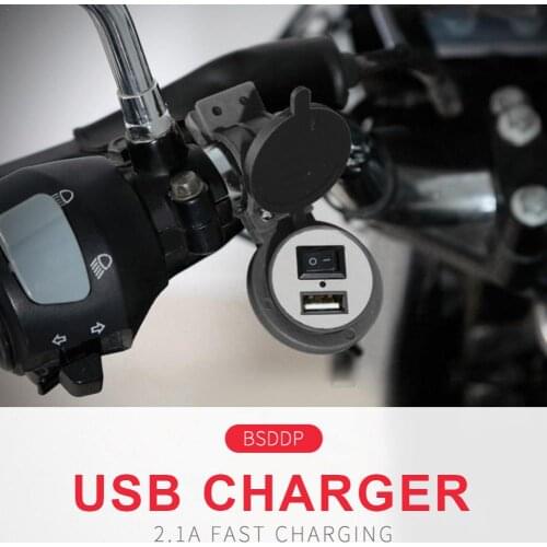 Car Charger Motorcycle USB Charger DC 12/24V 1.5A With Switch Cigarette Lighter Socket Plug Waterproof Motorbike Phone Charger