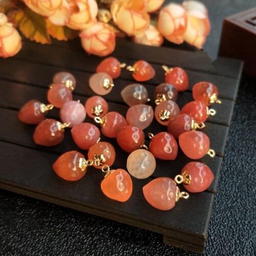 One pieces loose beads RED AGATE STRAWBERRY SHAPE PENDANT 17MM for DIY jewelry making FPPJ wholesale