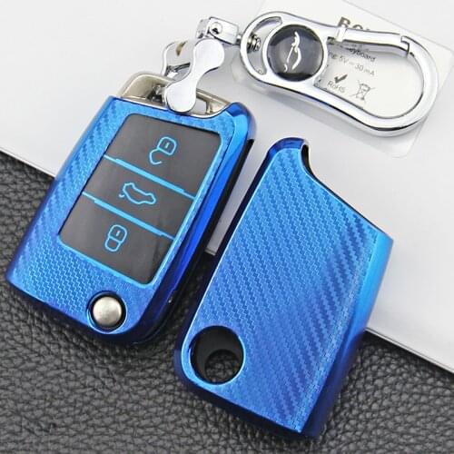 Soft TPU Carbon fiber Texture Car Key Case Cover For Volkswagen VW Golf 7 mk7 Seat Ibiza Leon FR 2 Altea Aztec For Skoda Octavia