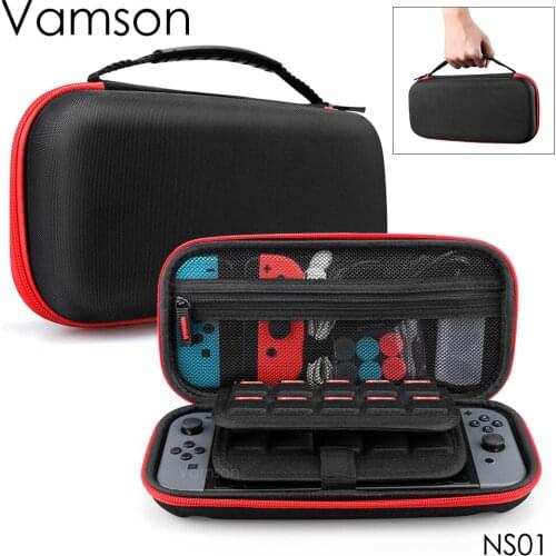 Vamson for Nitendo NS Storage Bag Protective Cover 6pcs Joystick Case Charging Cable for Nintendo Switch Accessories NS04