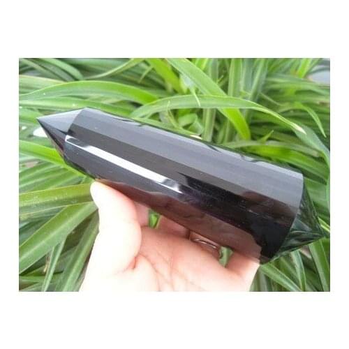 MARVELLOUS VOGEL NATURAL OBSIDIAN QUARTZ CRYSTAL WAND POINT 32SIDED 420g Healing