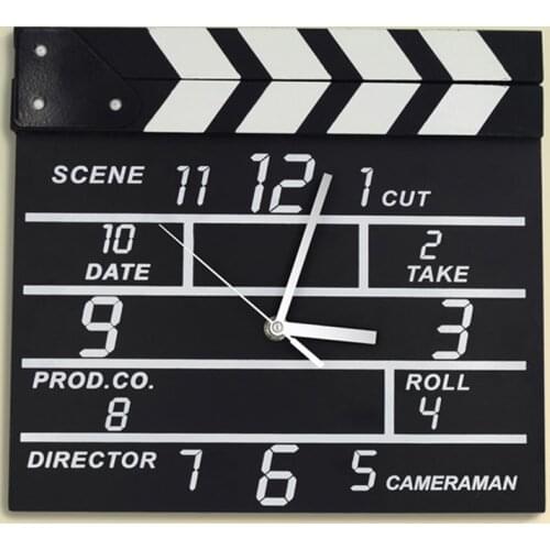 Wooden Film Panel Clock Director Electronic Clock Fashion Bedroom Home Wall Clock