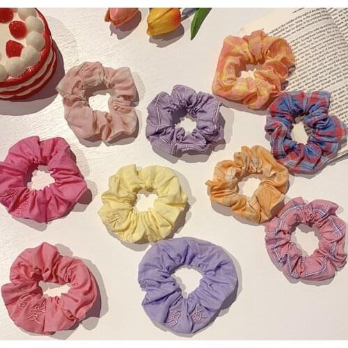 Children Elastic Hair Bands Plaid Print Hair Accessories Kids Hair Ring Baby Girls Hair Styling Tools Scrunchies Hair Wear