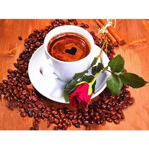 Diy diamond painting flower full drill cross stitch crystal square diamond sets unfinish decorative embroidery rose coffee HA43