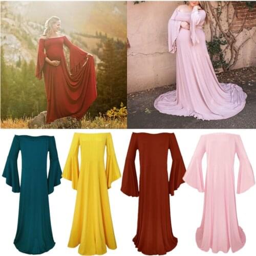 Long Maternity Photography Props Pregnancy Dress For Photo Shooting Off Shoulder Pregnant Dresses For Women Maxi Maternity Gown