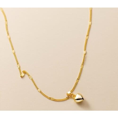 Enosola 925 Sterling Silver Sweet Romantic Love Heart Pendant Clavicle Necklace Women Minimalist Chain Friendship Jewelry Gift