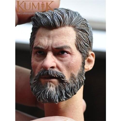 1/6 Scale Old Tough Man Head Sculpt With Hair Logan Battle Damage Head Model Hugh Jackman Fit For 12" Action Figures