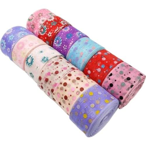 HL 6 Yards 1" width printed organza ribbon wedding christmas decorative crafts DIY gift wrap belt A052