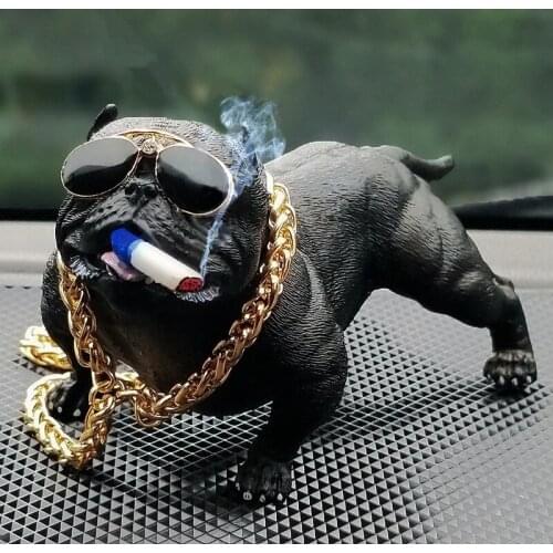 Creative Personality Car Overbearing Dog Decoration High-end Car Supplies Trend Dog Simulation Doll Fashion Cool Car Ornaments
