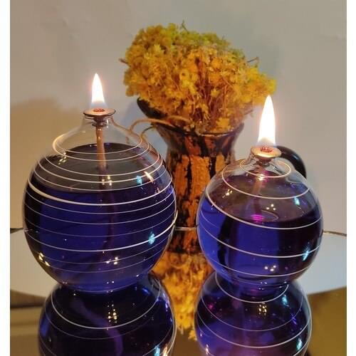 Viyale Store Moire Glass Oil Lamp Dual Set