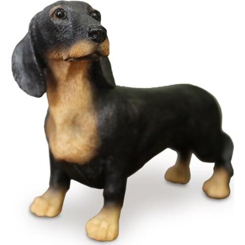 Fashion Black Weenie Dog Simulation Dog Model Vehicle Crafts Home Decoration Figurines Miniatures Decoration Crafts Accessories