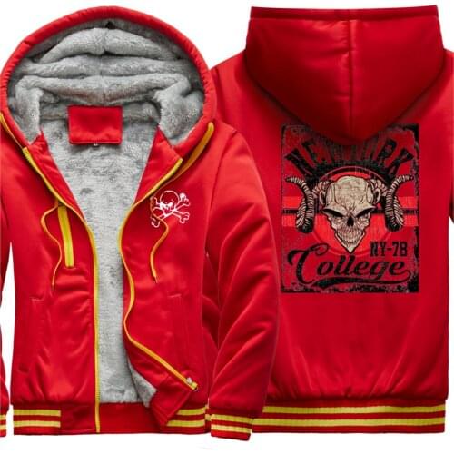 Cartoon Skull Mens Thicken Jackets Hip Hop Fashion Keep Warm Coats Korean Style Harajuku Tracksuits Zipper Retro Sudadera Hombre