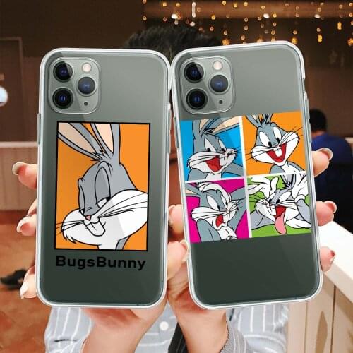 Soft TPU Cartoon Bugs Bunny case for iPhone 6S 7 8Plus X XS XR 11 12 Pro Max Case Painted Phone Case Coque Fundas