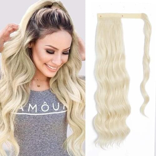 False pigtail Synthetic Fake Ponytail Hair Extension Water Wave Natural Hairpiece Pony Tail Accessories for Women