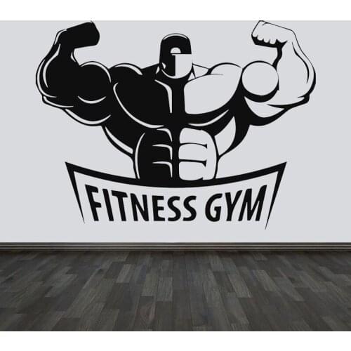 Bodybuilder Gym Sign Fitness Club Coach Sport Muscles Wall Sticker Vinyl Home Decor Decals Interior Art Mural Wallpaper S009