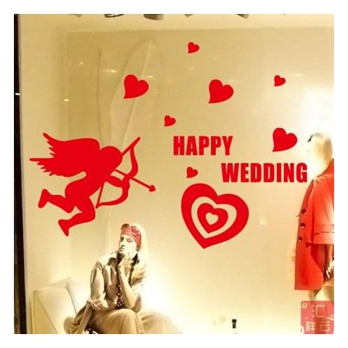 Valentines Day Wedding In The New Stickers Paste Paste Paper-cut Window Glass Window Wall Post Cupid Shop Door 2021