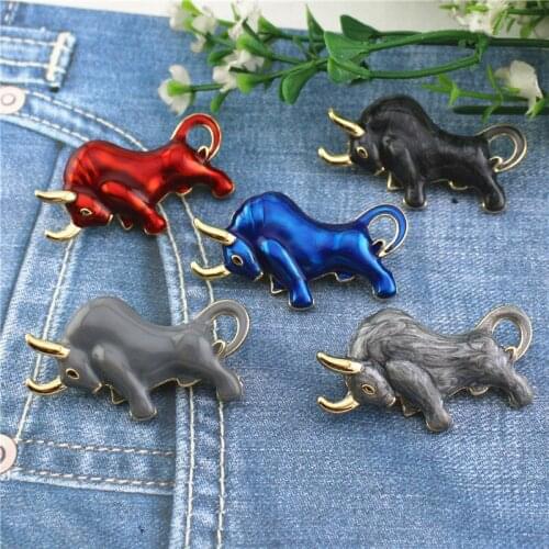 New custom gray cattle brooch three color enamel or Taurus fashion brooches life hundred years red corsage