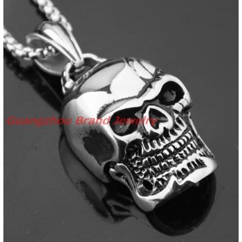 New Fashion Hollow Out stainless steel men punk skull pendant domineering accessories jewelry Silver color Polished Gift