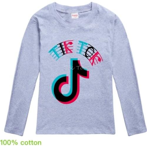 New Autumn Boys Tik Tok T Shirt Childrens T-shirt Long Sleeved Tops Tees Children T-shirts for Girls Kids Clothes Clothing