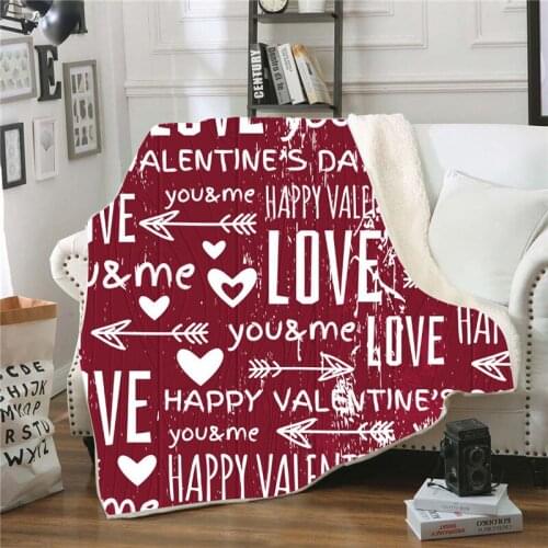 3D Print Love Valentines Day Sherpa Blanket Couch Quilt Cover Couple Bedding Outlet Velvet Plush Throw Fleece Blanket Duvet