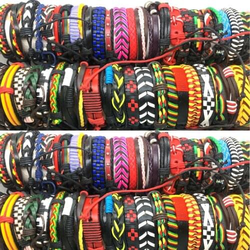 Wholesale 100pcs/Box Multicolor Fashion Cuff Bracelets Mix Styles Resizable Party Jewelry Beautiful Gifts for Men Women