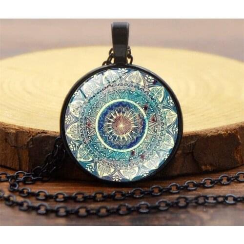 BOEYCJR Mandala yoga Pendant &Necklace Chain Jewelry Vintage Energy Stone Pendant Necklace for Women